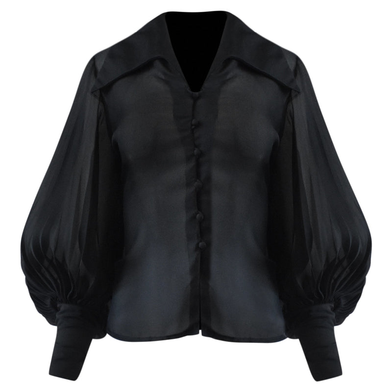 ZWARTE BLOUSE MET PLISS? MOUWEN