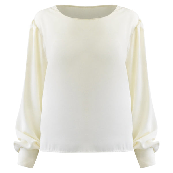 WITTE TOP MET LANGE MOUWEN