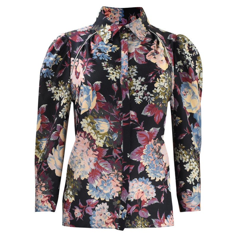 GEKLEURDE LANGE MOUWEN TOP MET GLITTERS