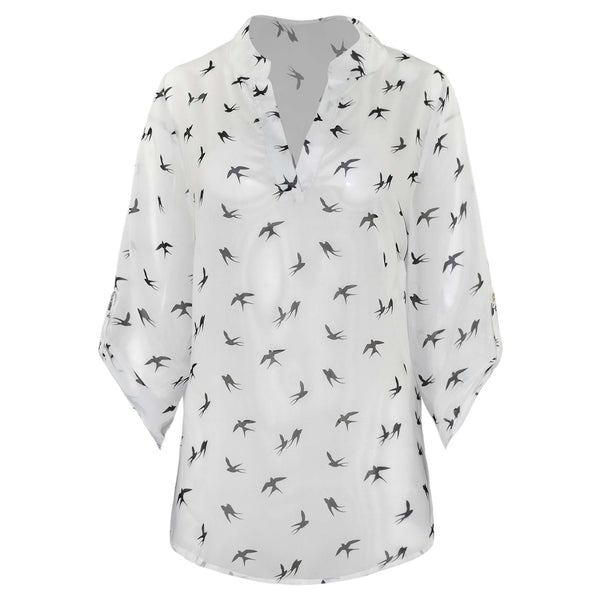 WITTE BLOUSE MET VOGELS