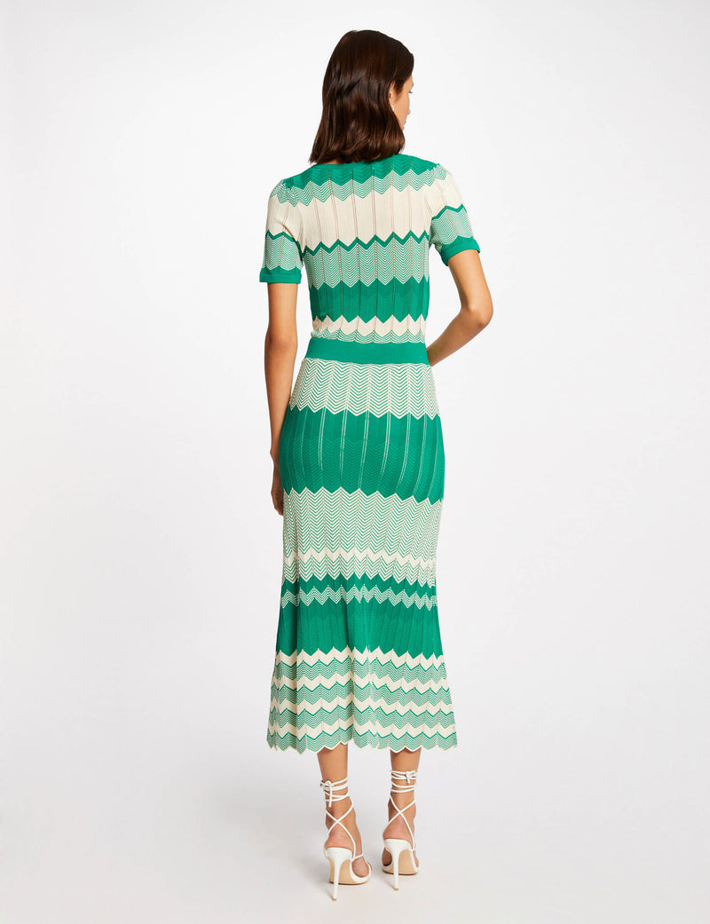 LANGE JURK GROEN  CREME WIT