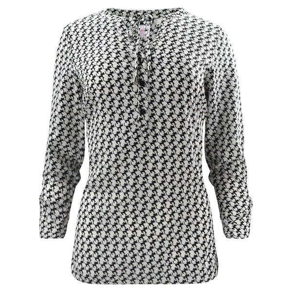 WITTE TOP LANGE MOUW MET PRINT