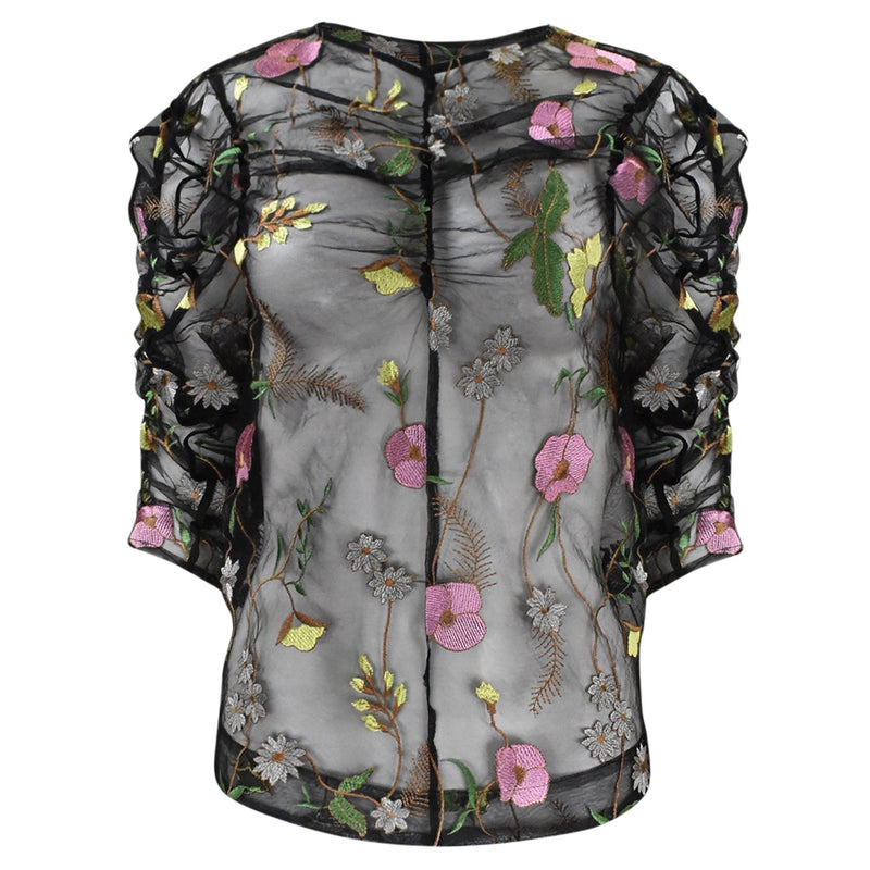 LANGE MOUWEN TOP MET BLOEMENPRINT