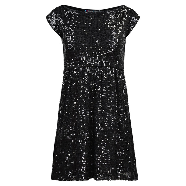 ZWARTE MIDI JURK MET GLITTER