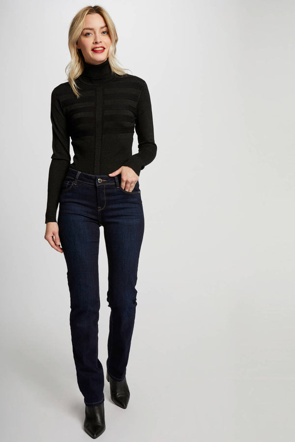 TOP LANGE MOUWEN ZWART GLITTERS