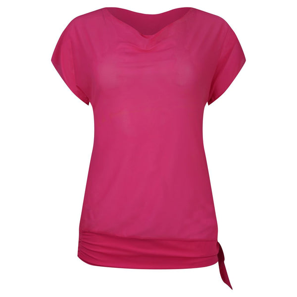 TOP KORTE MOUWEN ROZE EFFEN DOORSCHIJNEND