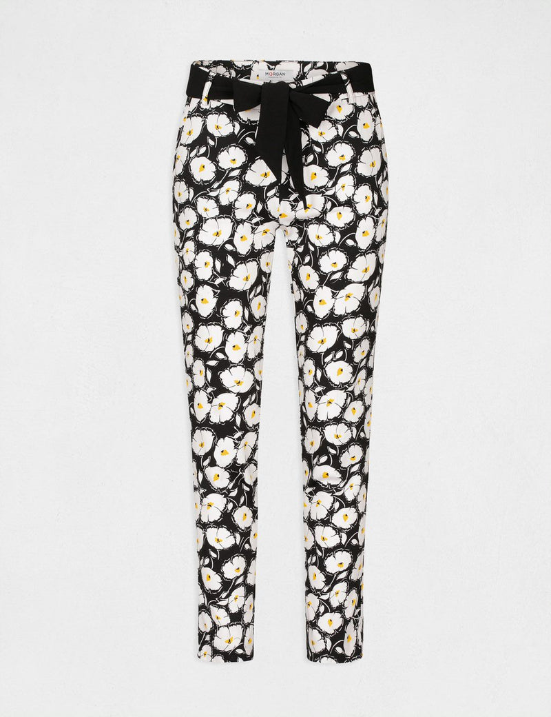BROEK ZWART WIT BLOEMEN