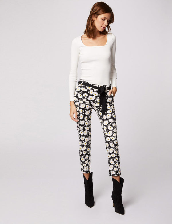 BROEK ZWART WIT BLOEMEN