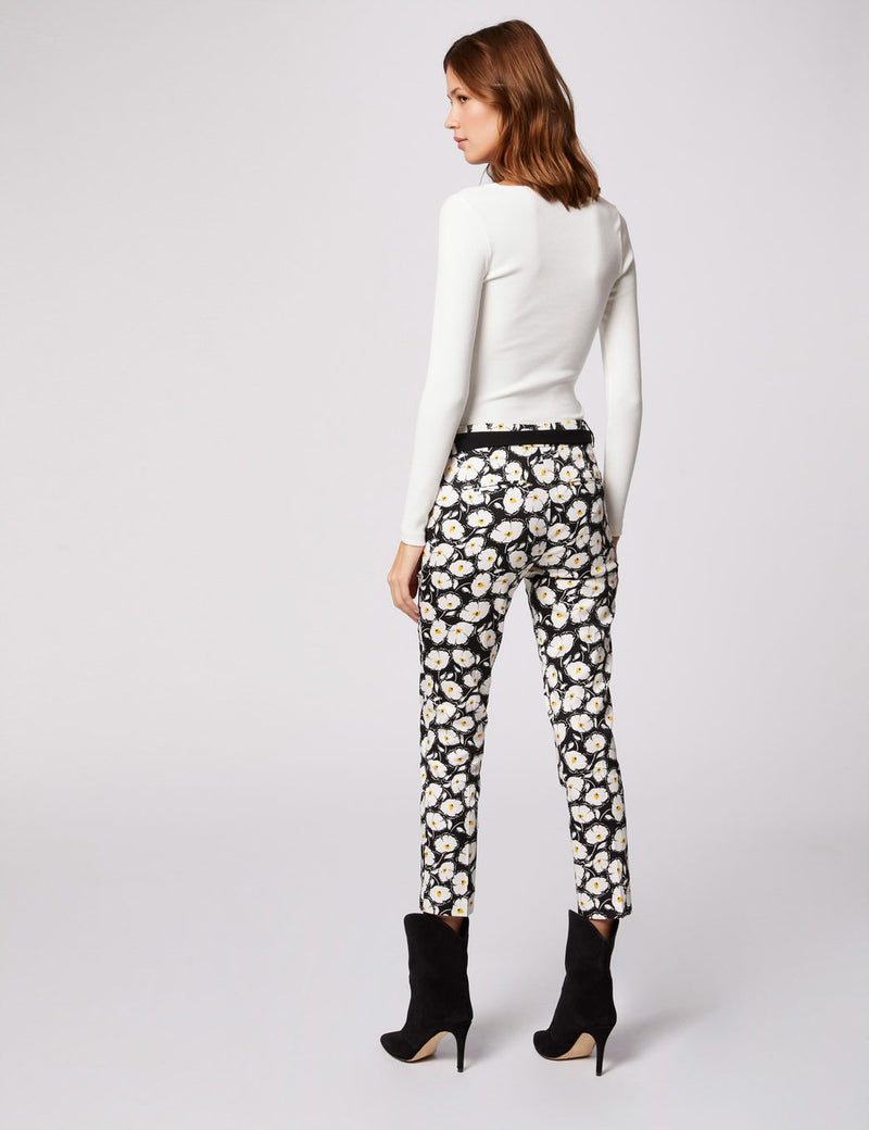 BROEK ZWART WIT BLOEMEN