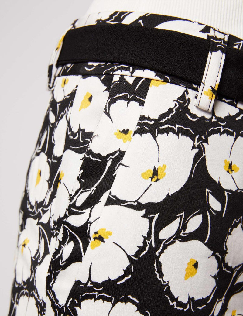 BROEK ZWART WIT BLOEMEN