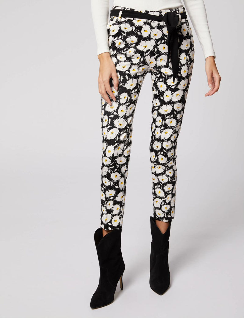 BROEK ZWART WIT BLOEMEN